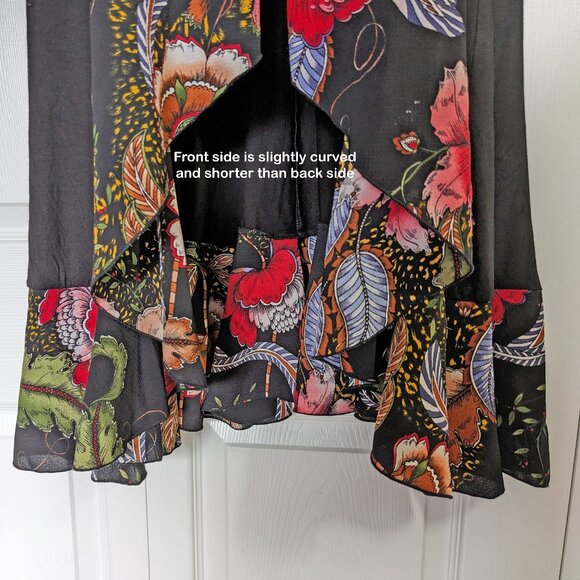 Daniali black with floral print edges open front blazer, Sz XL, also fits Sz L, - Picture 13 of 15